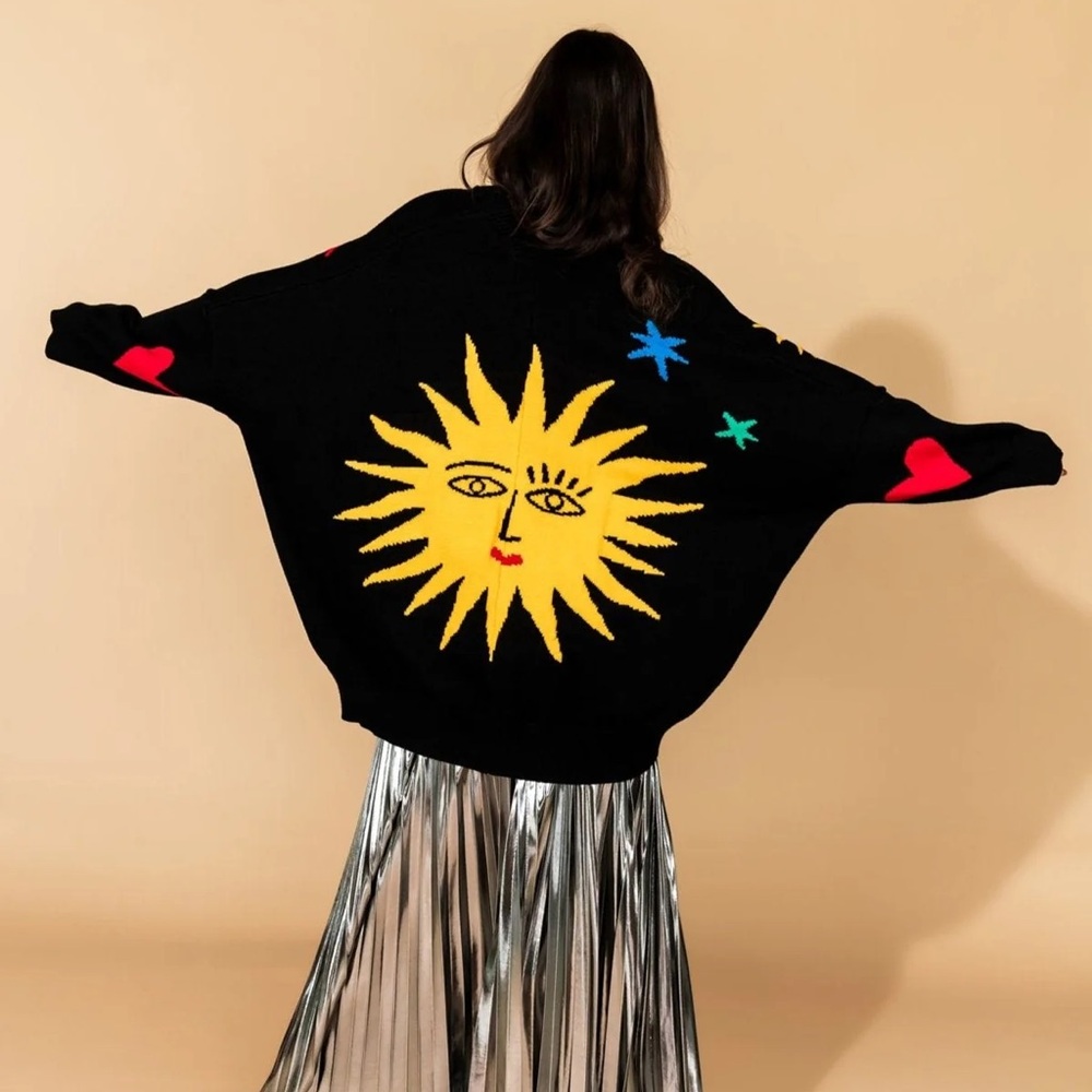 Dressed in LALA Black Child of the Universe Oversized Cardigan